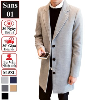 Áo măng tô nam dáng dài Sans01 khoác dạ hàn quốc blazer mangto giá rẻ đen xanh vàng bigsize 3XL 4XL 5XL trech coat men