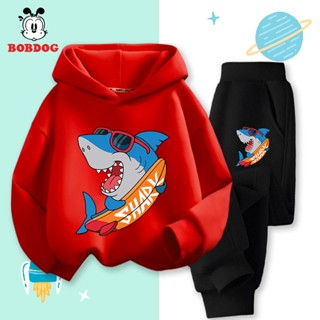 Bộ nỉ bé trai BOBDOG 2025,bộ quần áo thu đông áo hoodie quần nỉ da cá ấm áp in hình CÁ MẬP dễ thương HX-BDO74 cho bé