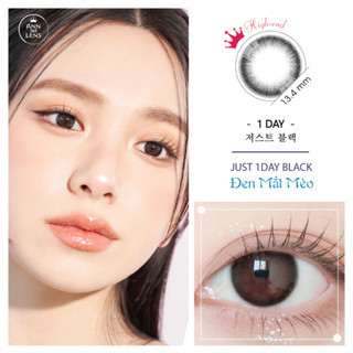  Lens Đen 1 Ngày Ann365 JUST BLACK - Kính Áp Tròng Cận 1 Ngày Ann365 Đen Mắt Mèo 