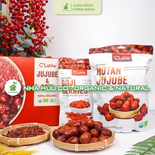 Bộ quà tặng táo đỏ/kỷ tử hữu cơ/hắc kỷ tử thương hiệu c'lavie - nhà hữu cơ