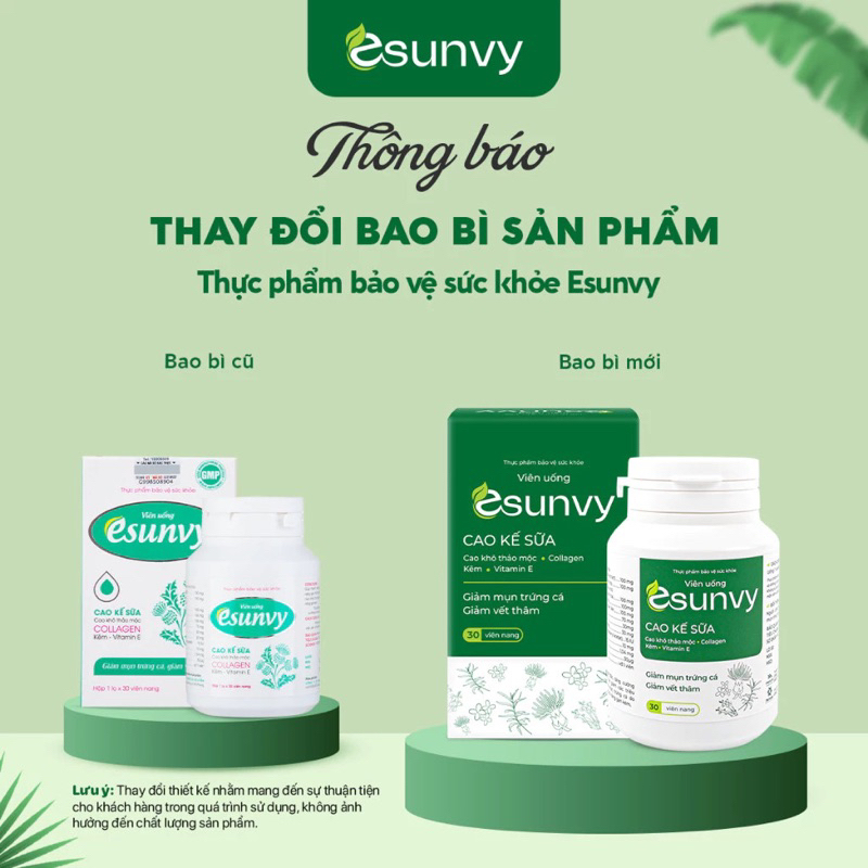 [Hộp 30 Viên] Viên uống Esunvy hỗ trợ giảm bã nhờn, giảm mụn, thanh nhiệt, tăng cường chứng năng gan - NT Hoàng Ngân