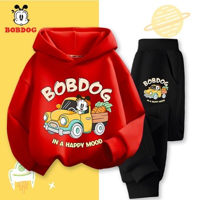 Bộ nỉ bé trai BOBDOG in hình oto dễ thương set thu đông áo hoodie quần da cá mềm mịn cho bé HX-BDO34