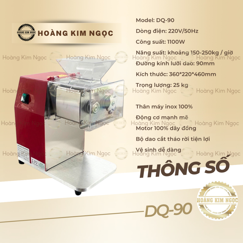Máy Cắt Thịt Tai Mũi Heo DQ 90, Máy Chế Biến Các Loại Thịt Tươi Sống 3.5mm Hoàng Kim Ngọc