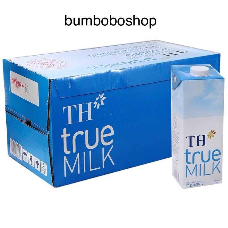 Thùng 12 hộp sữa tươi TH TRUE MILK ít đường 1 lít - date 9/2026