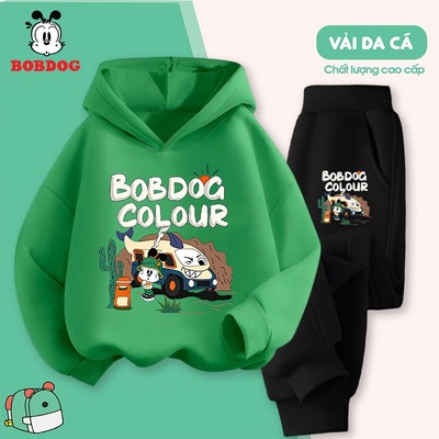 Bộ nỉ cho bé trai BOBDOG quần áo bé trai chất liệu da cá ấm áp in hình oto dễ thương cho bé HX-BDO24