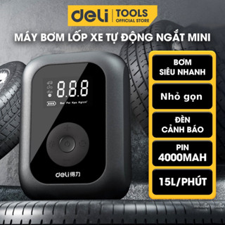 Máy bơm lốp ô tô tự động Deli 80W tốc độ bơm 15L/phút - Bảo hành 12 tháng - Bơm xe máy, bơm bóng