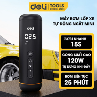 Máy bơm lốp ô tô tự động Deli 120W tốc độ bơm 30L/phút - Bảo hành 12 tháng - Bơm xe máy, bơm bóng