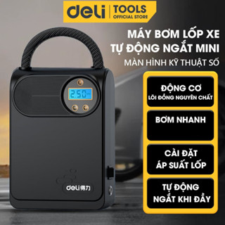 Máy bơm lốp ô tô tự động Deli 80W tốc độ bơm 25L/phút - Bảo hành 12 tháng - Bơm xe máy, bơm bóng
