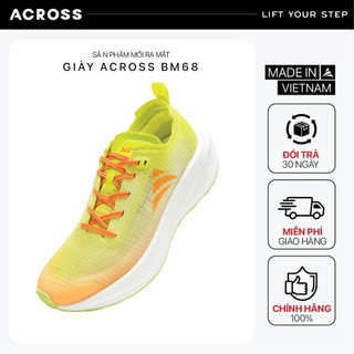 Giày chạy bộ thể thao, gym, pickleball  Nam Nữ ACROSS BM68 thoáng khí nhẹ bền công nghệ xốp EVA ma sát tốt màu vàng