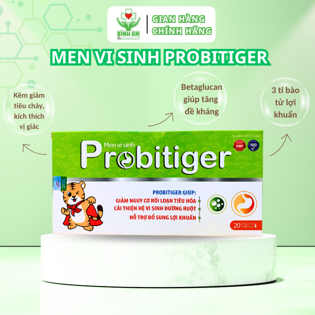 Men vi sinh Probitiger - giảm táo bón, tiêu chảy, biếng ăn và giúp tăng miễn dịch ở bé - Hộp 20 ống 10 ml - NT Bình An