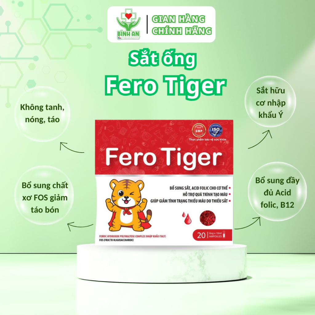Sắt hữu cơ cho trẻ Fero Tiger - Bổ sung sắt, acid folic, B12, hỗ trợ quá trình tạo máu - Nt Bình An