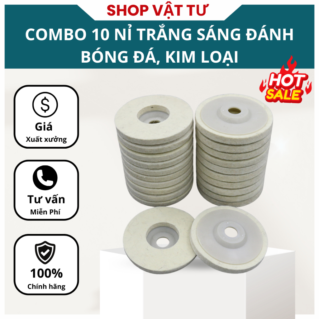 COMBO 10 NỈ TRẮNG SÁNG ĐÁNH BÓNG ĐÁ, KIM LOẠI - Đánh bóng đá hoa cương, đá granite, đá nhân tạo