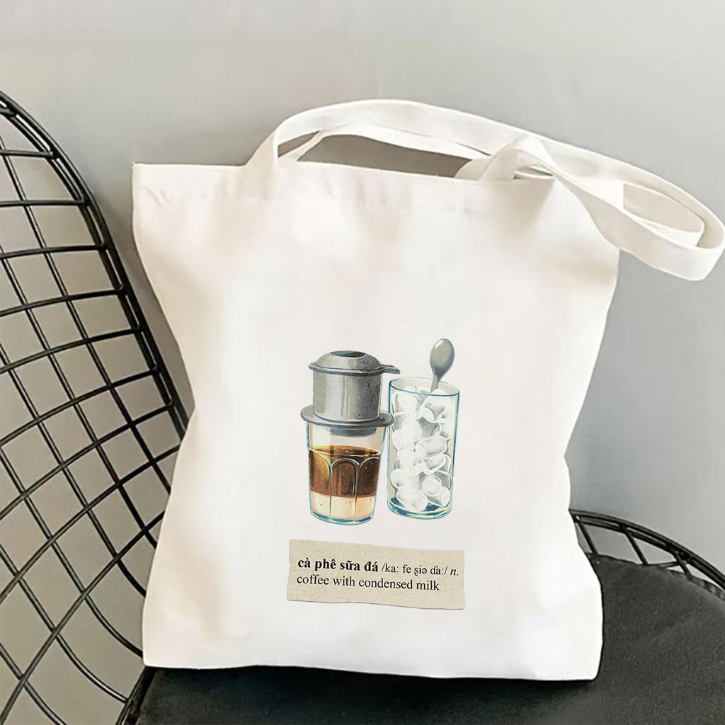 Túi tote , vải canvas bộ sưu tập ẩm thực Việt Nam các món ăn Việt kích thước 35x40cm tota1040