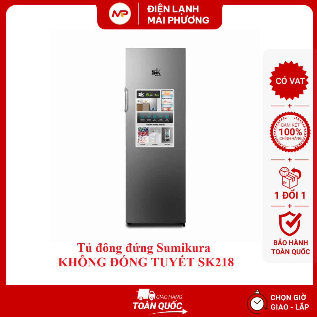 [FREESHIP + LẮP ĐẶT HN]Tủ đông đứng SK Sumikura KO ĐÓNG TUYẾT 218 lít - (Bảo hành 24 tháng)