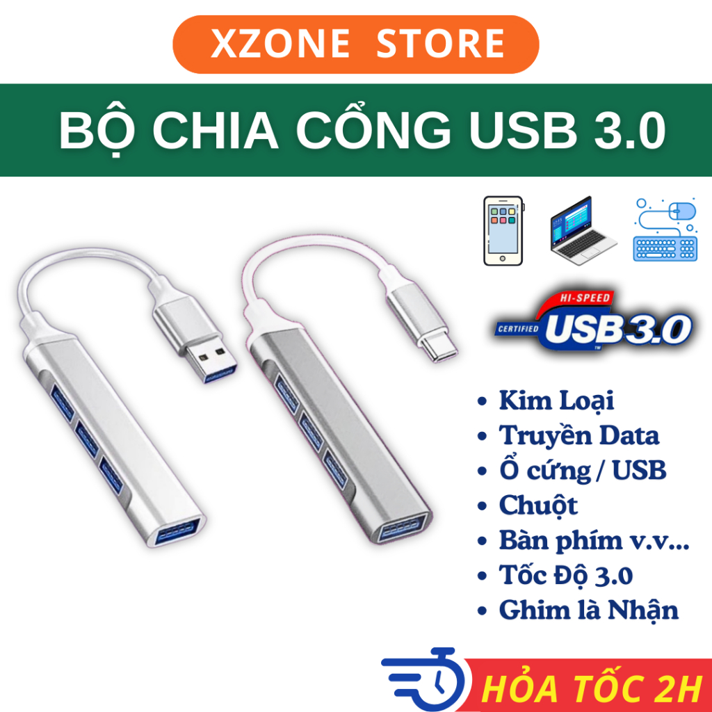 Bộ chia cổng Hub USB và Hub TYPE C BH6T. Hỏa Tốc.