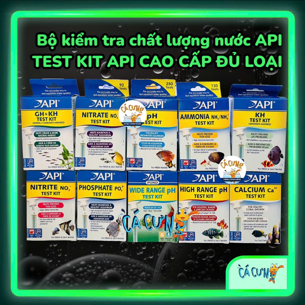 API đo Test NO3 / NO2 / NH3/NH4 / Test pH / GH & KH | BỘ KIỂM TRA CHẤT LƯỢNG NƯỚC HỒ CÁ (HÀNG CTY)