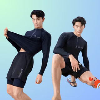 Đồ bơi Nam dài tay (M-L-XL-2XL) Quần 2 lớp kín đáo áo thun co giãn 4 chiều bộ đồ bơi nam phong cách thể thao