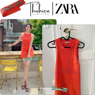 (Chính hãng size S) Váy mini ZARA 7901/547/615 montoghi mịn body cam cháy sát nách(kèm ảnh thật)