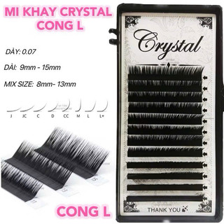  Mi khay CRYSTAL độ cong L dày 0.07  chất mi Silk hàn  đen mềm dễ bắt keo dùng nối volum  Classic,tạo fans-dụng cụ mi 