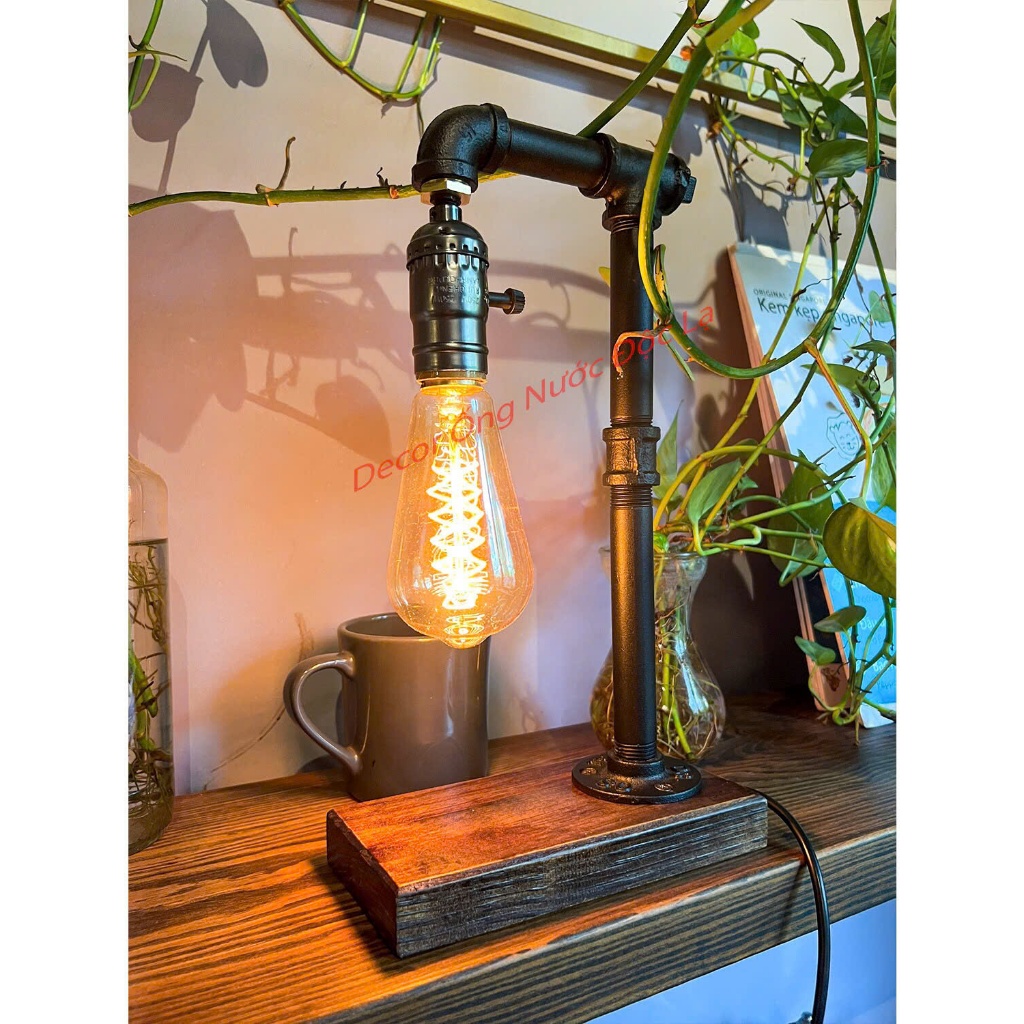 Đèn decor ống nước trang trí- Ống kẽm phi 21 sơn tĩnh điện đen mờ.