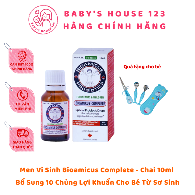 (Chính hãng) Men Vi Sinh 10 Chủng Thực Phẩm Bảo Vệ Sức Khỏe Bioamicus Complete - Chai 10ml