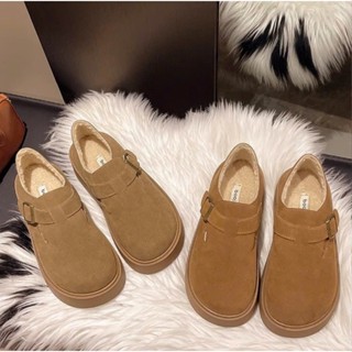 Giày nữ lót lông cừu quai khóa độn đế 3cm 2 màu ( Full Box )