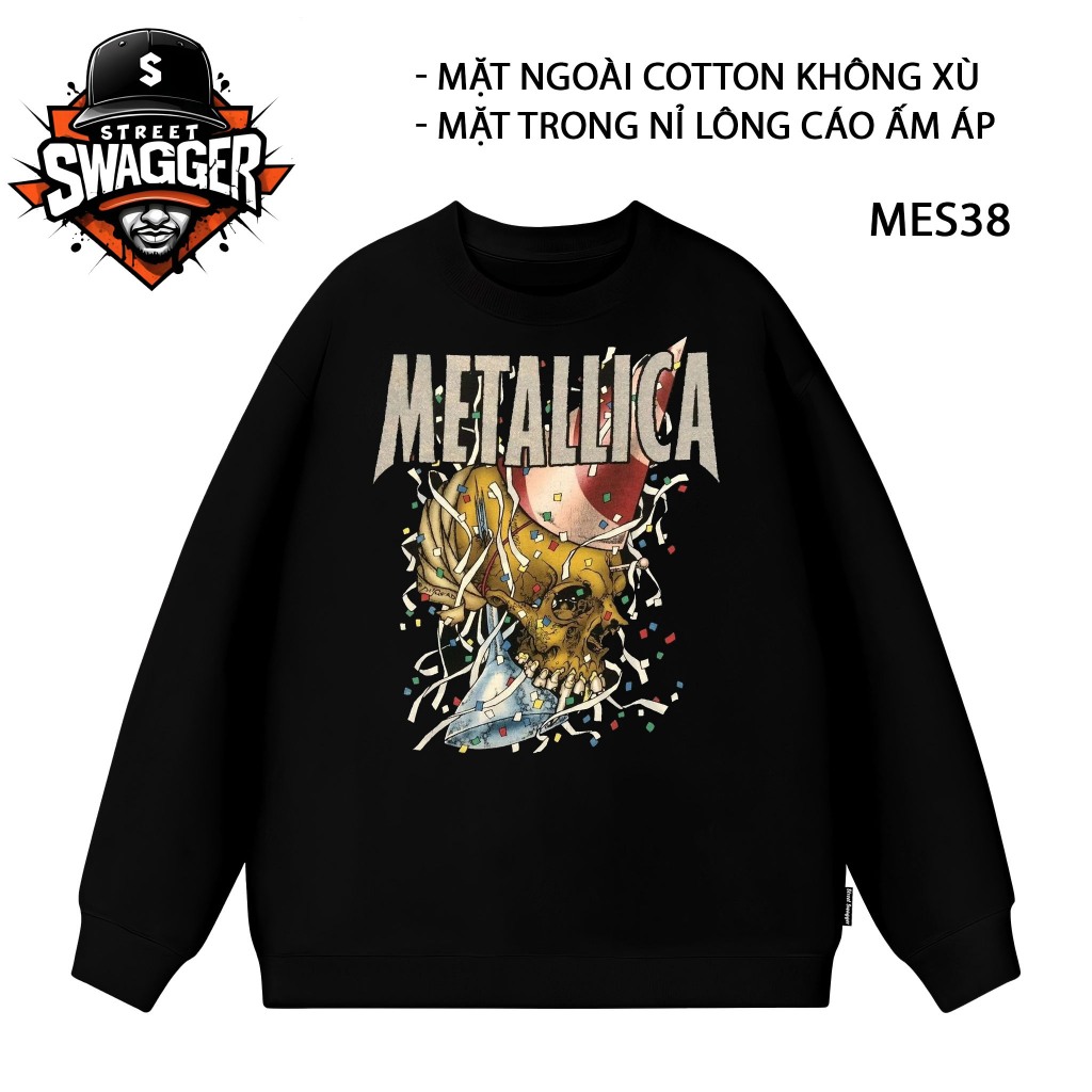 Áo nỉ lông cáo Sweatshirt Street Swagger Brand, Áo nỉ ban nhạc Metallica, Áo Rock N Roll MES38