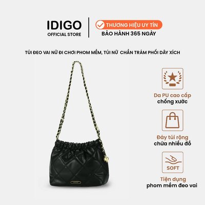 Túi đeo vai nữ đi chơi phom mềm chần trám phối dây xích IDIGO FB2-3394