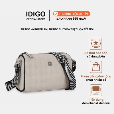 Túi đeo chéo nữ phom mềm, họa tiết nổi da thật IDIGO FB1 - 5062