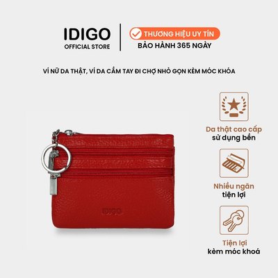 Ví nữ đa năng kèm móc khoá, ví da thật cầm tay nhỏ gọn đi chợ IDIGO FW1 - 102