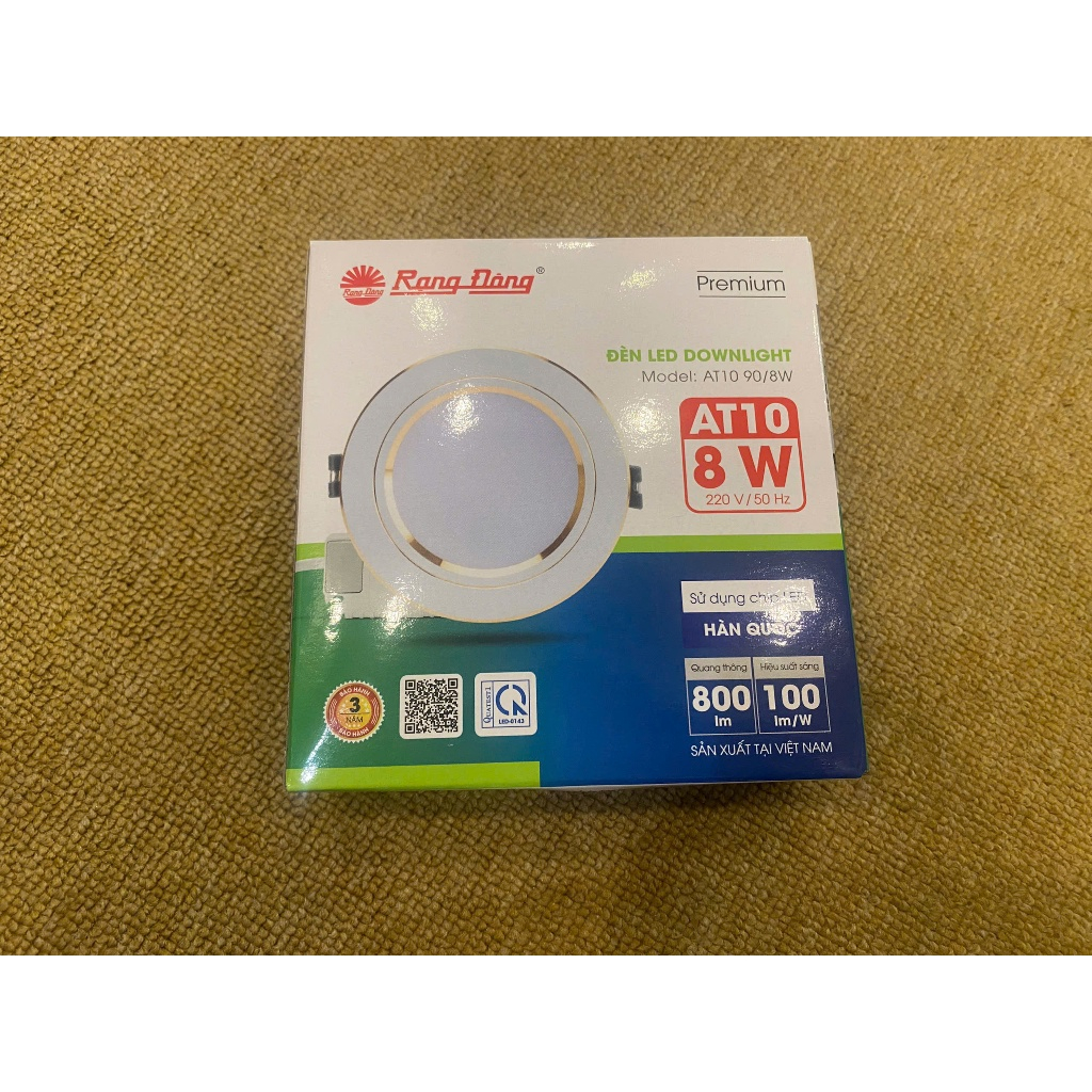 Đèn LED âm trần RẠNG ĐÔNG AT10 90/8W ánh sáng trắng