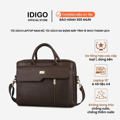 Túi xách công sở nam nữ nắp vạt xéo thanh lịch IDIGO MB2 - 6012, túi đựng laptop 15 inch cao cấp