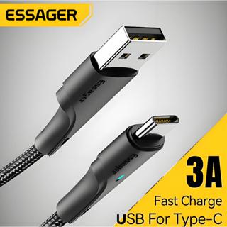 Essager Cáp sạc nhanh 3a USB Type-C với đèn LED Chiều dài 0.25-3M 2 trong 1 cho điện thoại Android Realme Samsung 