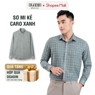 Áo sơ mi caro nam OGADIN kẻ caro dài tay lịch sự vải sợi lanh cao cấp OSM009