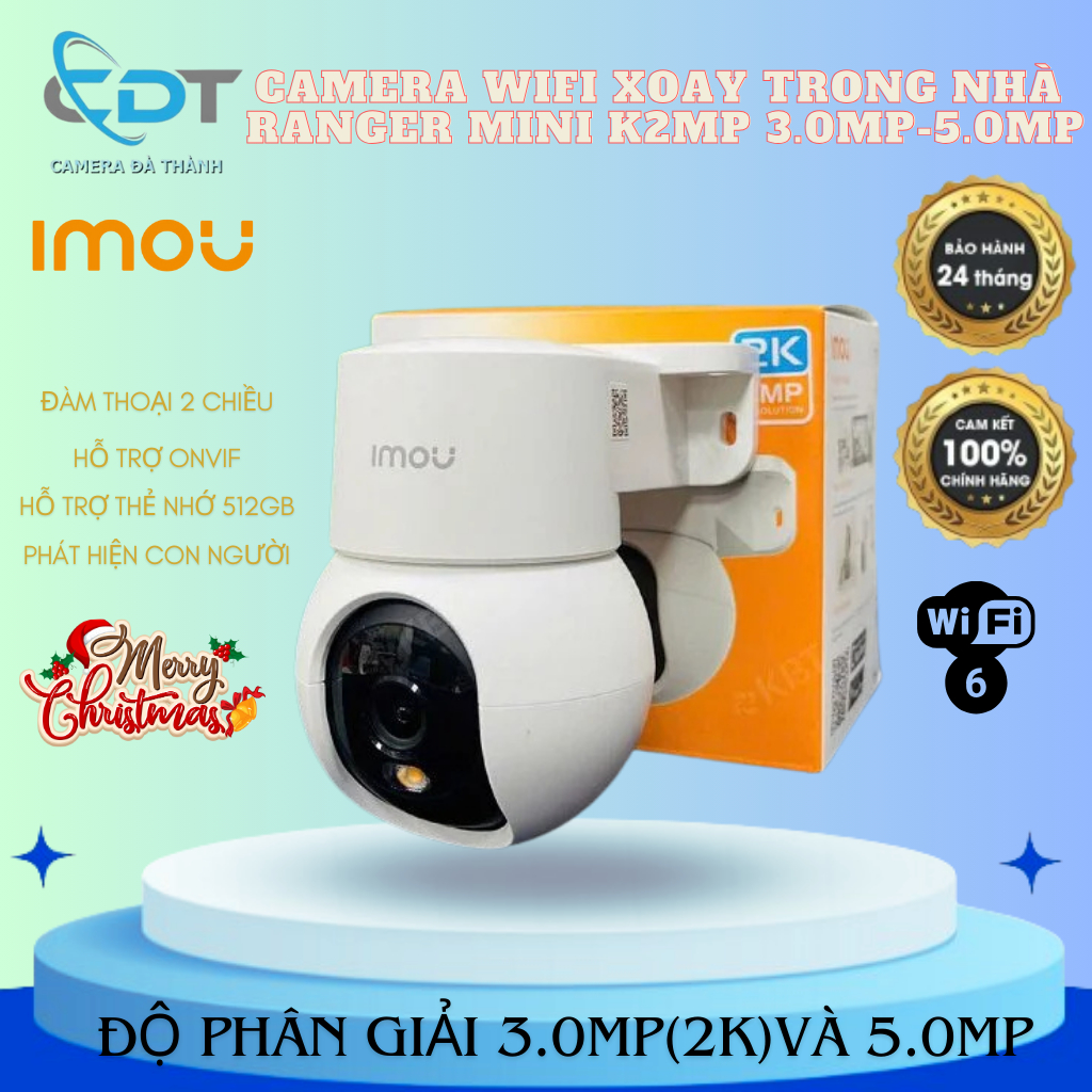 Camera Wifi IMOU Ranger Mini K2MP 3MP 5MP Tích Hợp Chân Đế Xoay 360 Độ Có Màu Ban Đêm