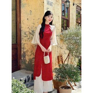 Set bộ áo dài tay lỡ phối màu kèm quần ống suông VIENS STORE