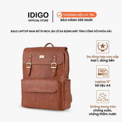Balo da nam nữ công sở khóa gài thanh lịch UBP2 - 5021, ba lô đựng laptop 15 inch