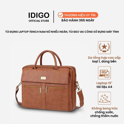 Túi xách công sở nam nữ đựng laptop 15 inch IDIGO MB2 - 6010, túi đựng tài liệu A4 thanh lịch