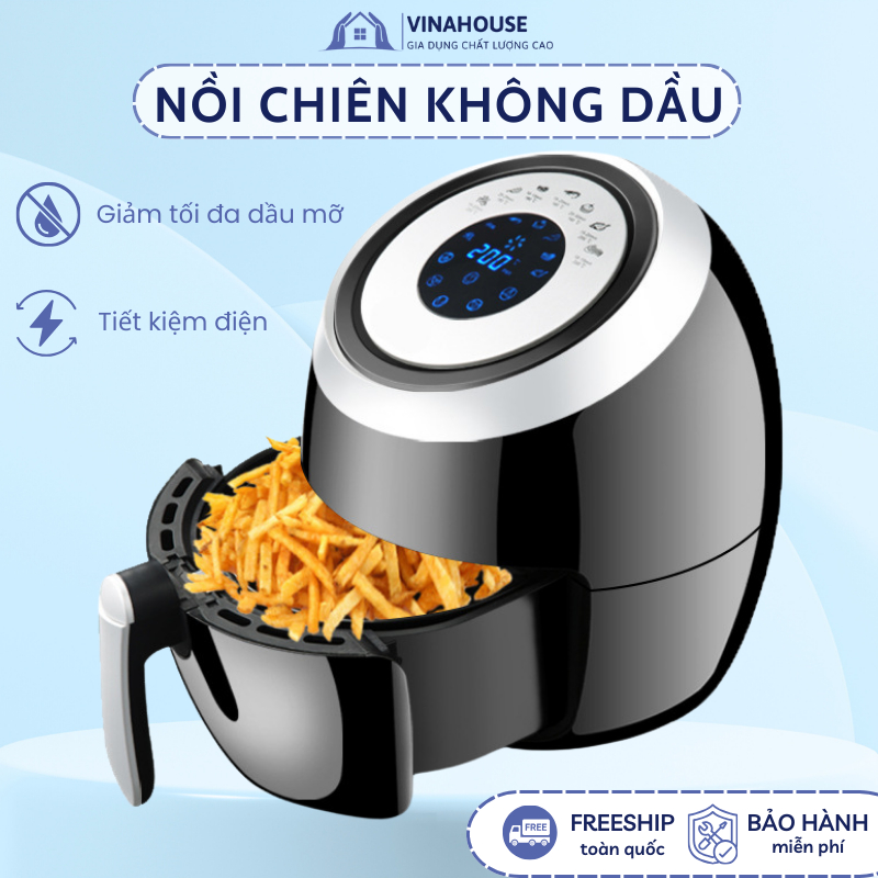 Nồi Chiên Không Dầu Bảng Điều Khiển Cảm Ứng Dung Tích Lớn 5.5 Lít Công Suất Lớn 1500W
