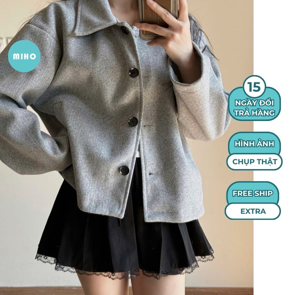 Áo Khoác Dạ Form Dáng Rộng Freesize Miho House