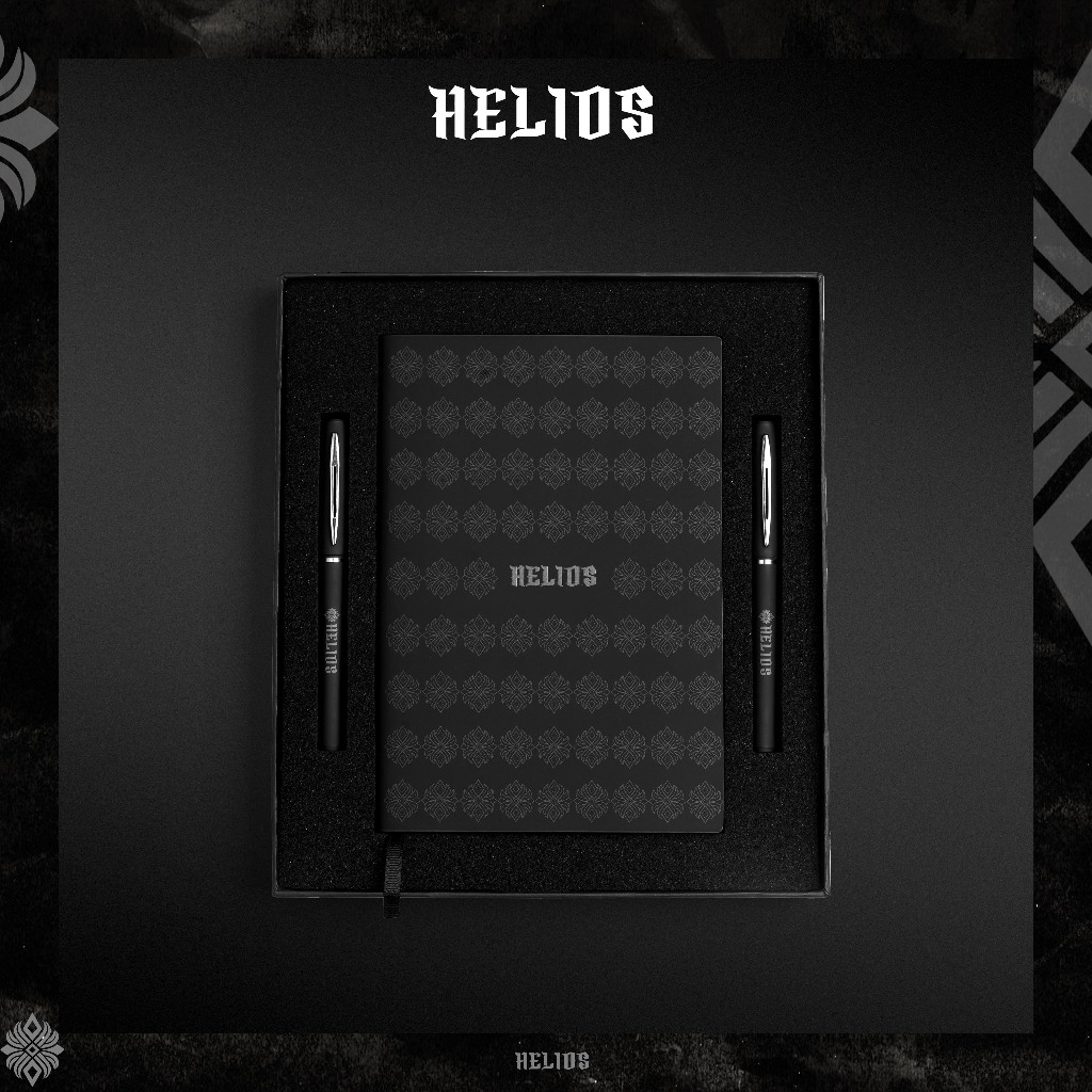 Set Sổ Da & Bút Ký Fleck Blacknote Helios Silver Original