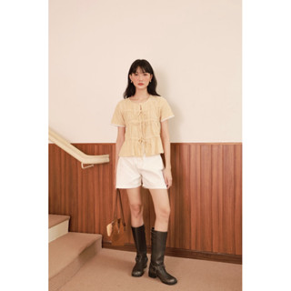 Ceci Cela - Áo form babydoll hoạ tiết caro viền ren Minex