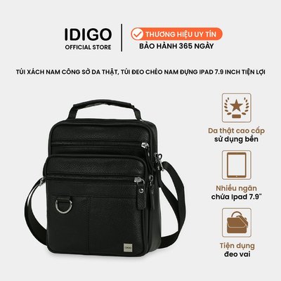 Túi công sở nam da thật cao cấp, túi đeo chéo nam đựng IPAD 7.9 inch phối khoen IDIGO MB1 - 6017