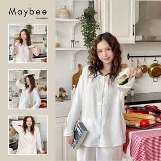 Bộ đồ ngủ cổ sen phối ren nẹp cúc Maybee Homedress