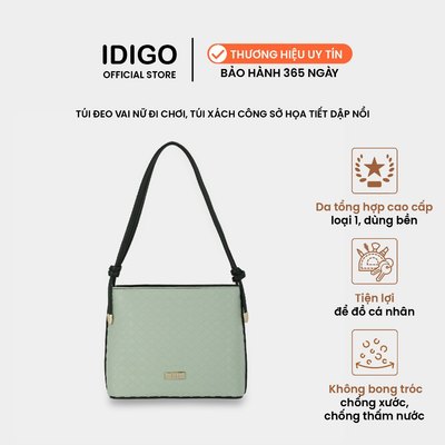 Túi xách nữ đeo vai đi chơi, túi công sở nữ phom đứng họa tiết dập nổi IDIGO FB2 - 2016