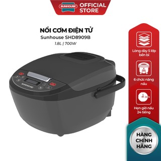 Nồi cơm điện tử 1.8L Sunhouse SHD8909B - 6 chế dộ, giữ ấm  12 tiếng - Mâm nhiệt lớn, cơm dẻo, chín đều