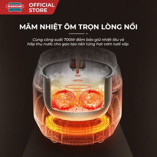Nồi cơm điện tử 1.8L Sunhouse SHD8909B - 6 chế dộ, giữ ấm  12 tiếng - Mâm nhiệt lớn, cơm dẻo, chín đều