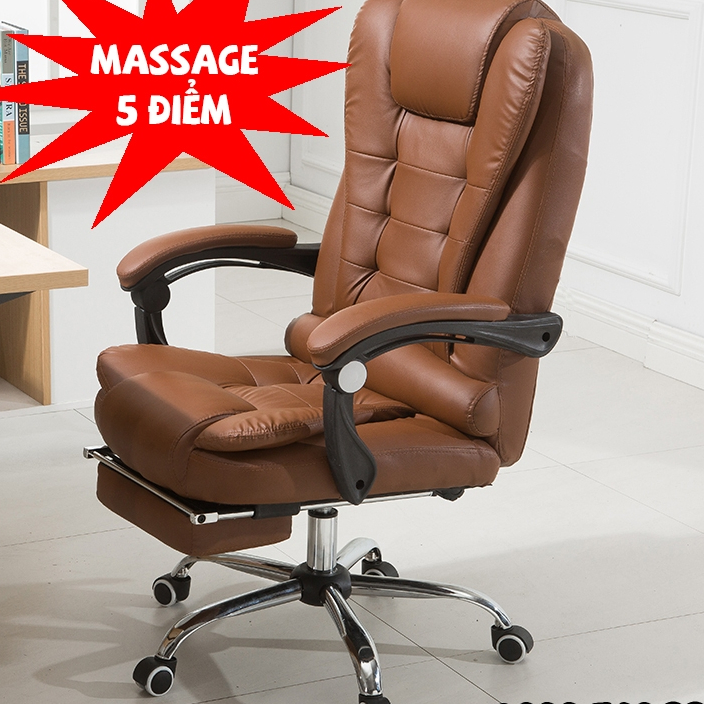 Ghế Giám Đốc Có Massage 5 Điểm Có Gác Chân Có Ngả Lưng Nghỉ Trưa, Ghế Văn Phòng Bằng Da Cao Cấp