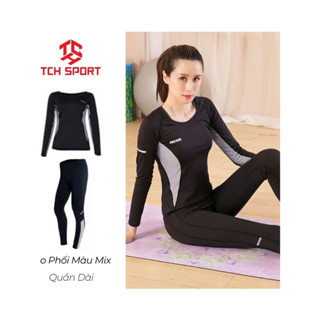 Bộ tập gym yoga nữ dài tay TCH SPORT phối màu bộ tập mùa đông áo PREMIUM quần dài co giãn D29