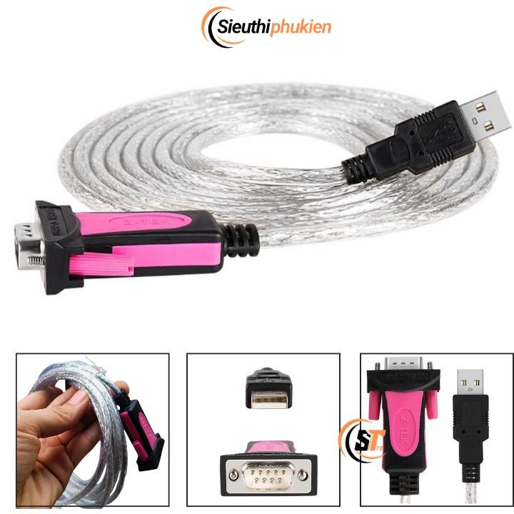 Dây USB sang Com RS232 9 chân dài 1.8m Ztek ZE533A chip FTDI , usb to RS23 ztek